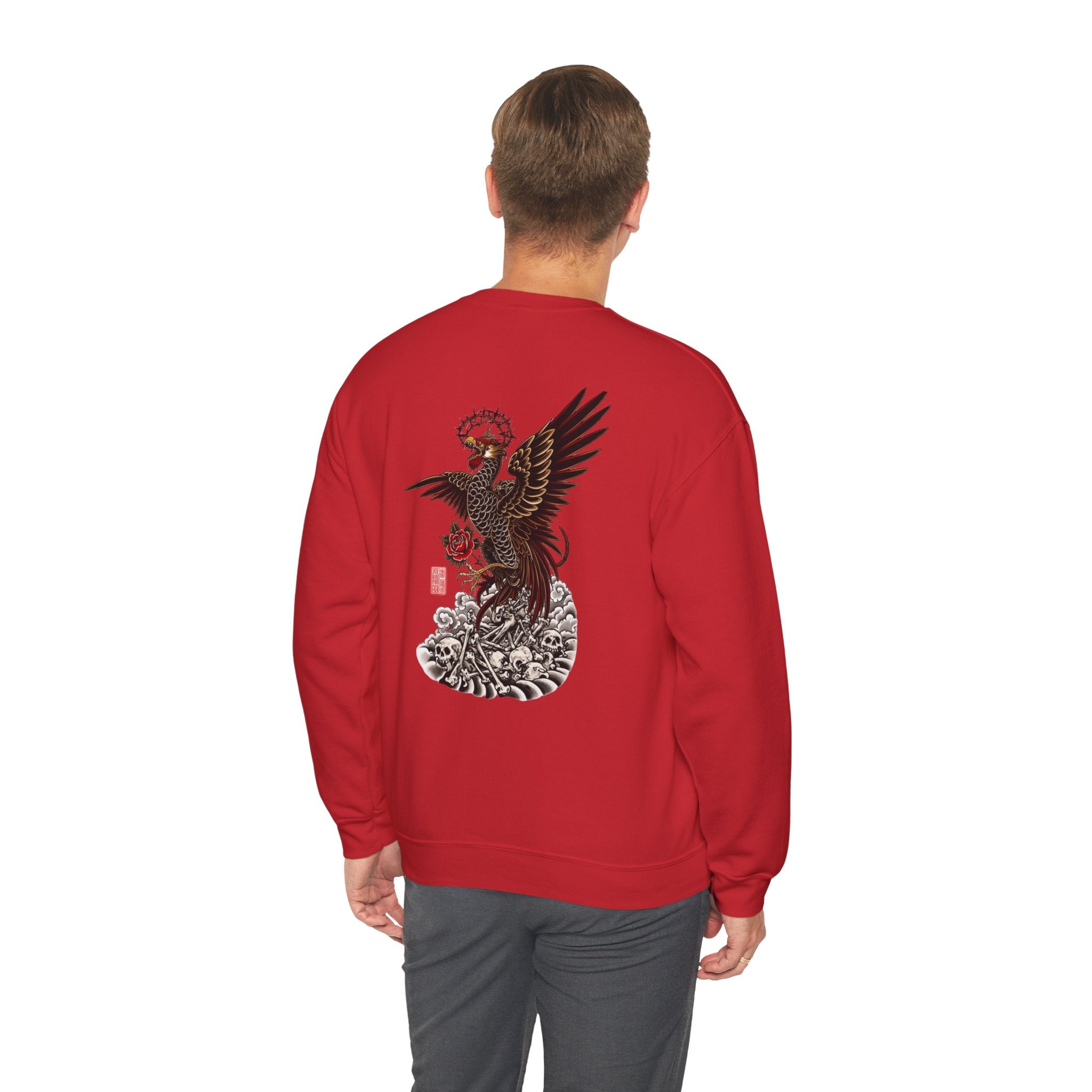 Japanese Eagle Graphic Sweatshirt — Rising Eagle Back Print Crewneck
