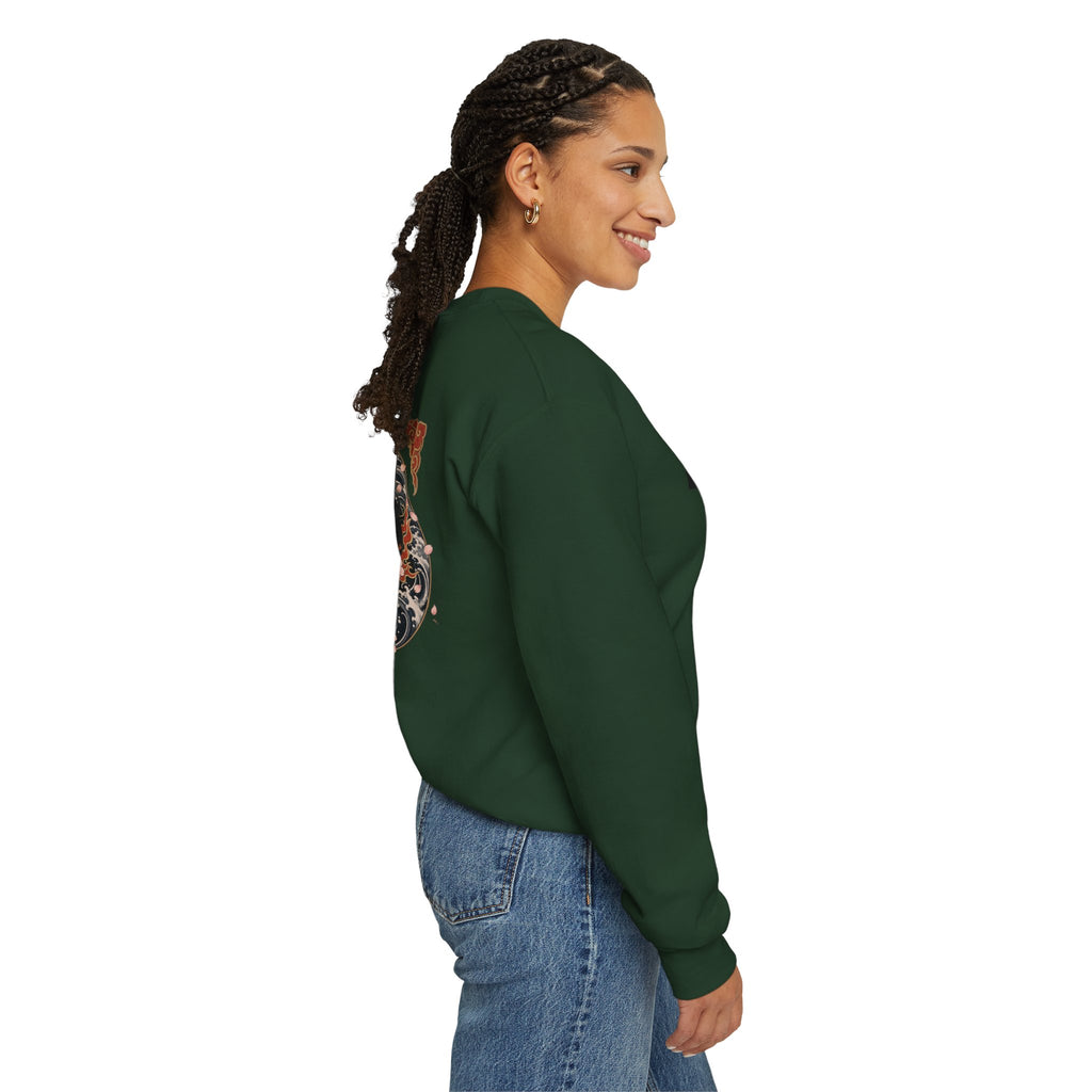 Hannya Mask Crewneck Sweatshirt — Japanese Demon Floral Back Print
