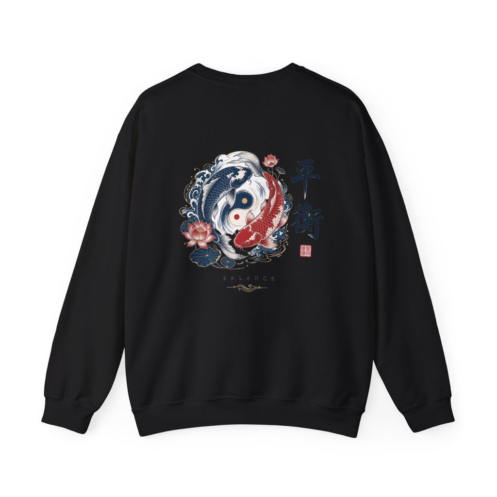 Yin Yang Koi Crewneck Sweatshirt — Balance (平衡) Japanese Koi Graphic