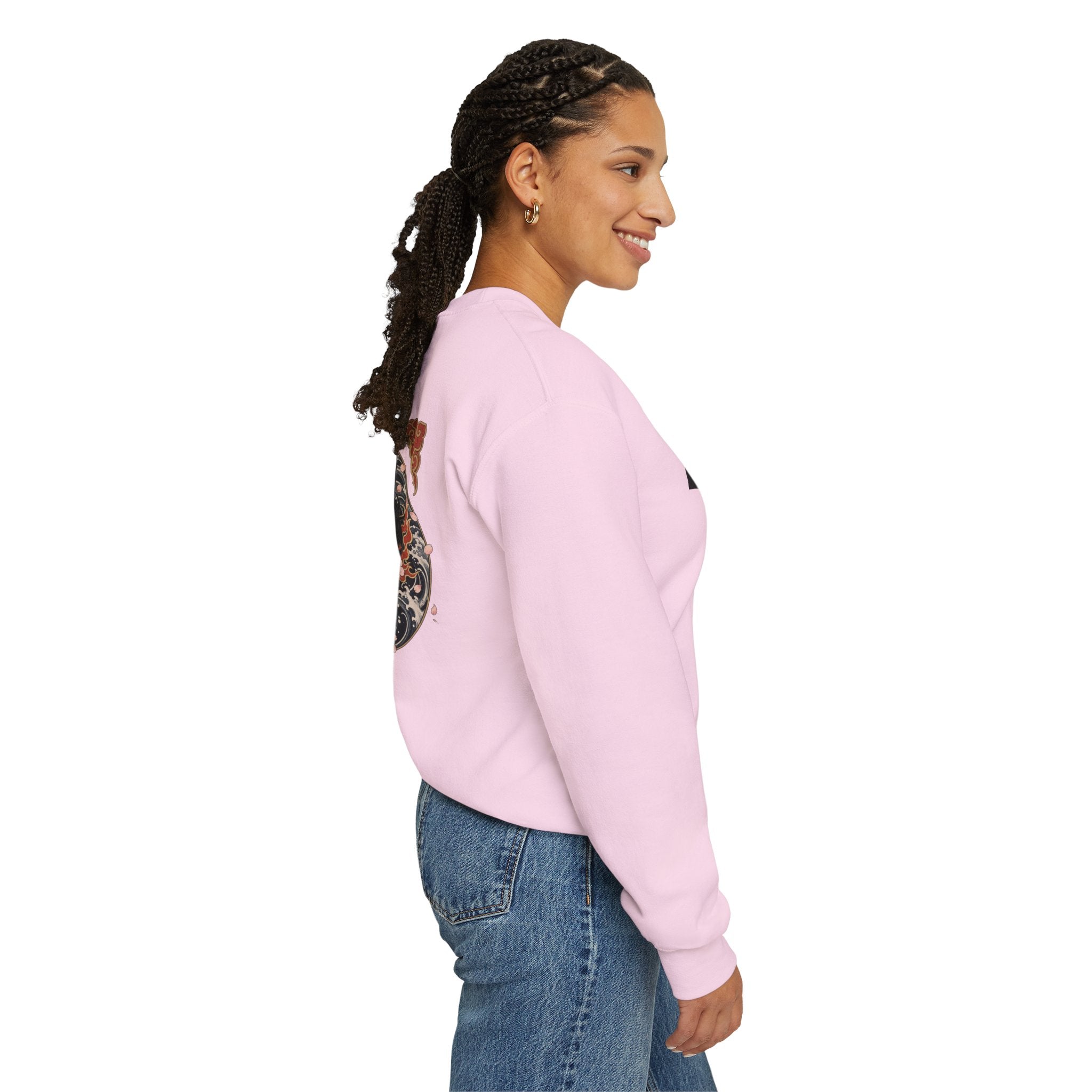Hannya Mask Crewneck Sweatshirt — Japanese Demon Floral Back Print