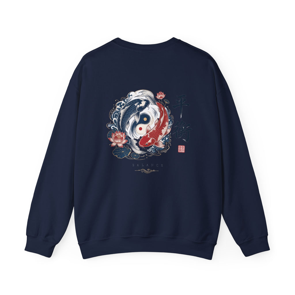 Yin Yang Koi Crewneck Sweatshirt — Balance (平衡) Japanese Koi Graphic