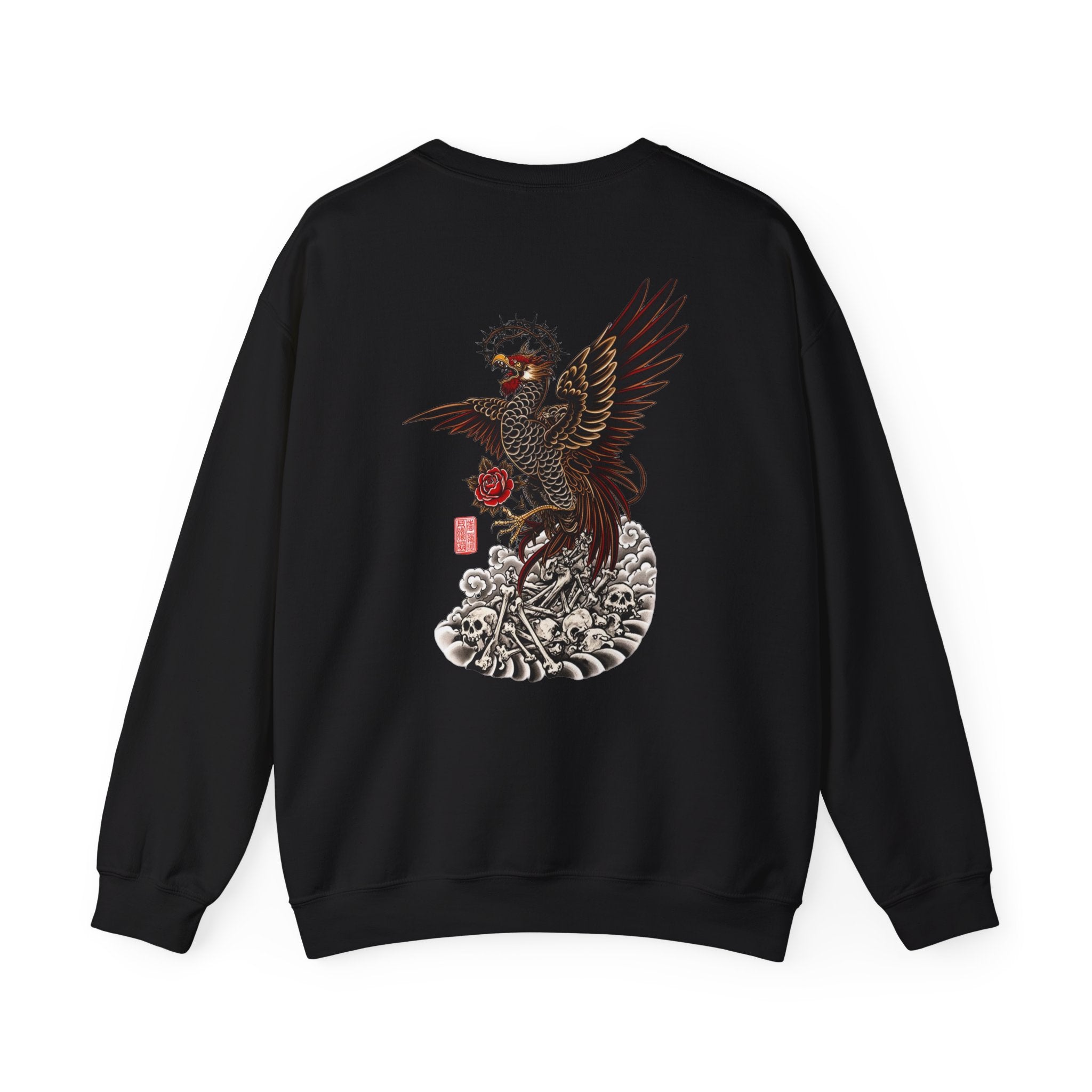 Japanese Eagle Graphic Sweatshirt — Rising Eagle Back Print Crewneck