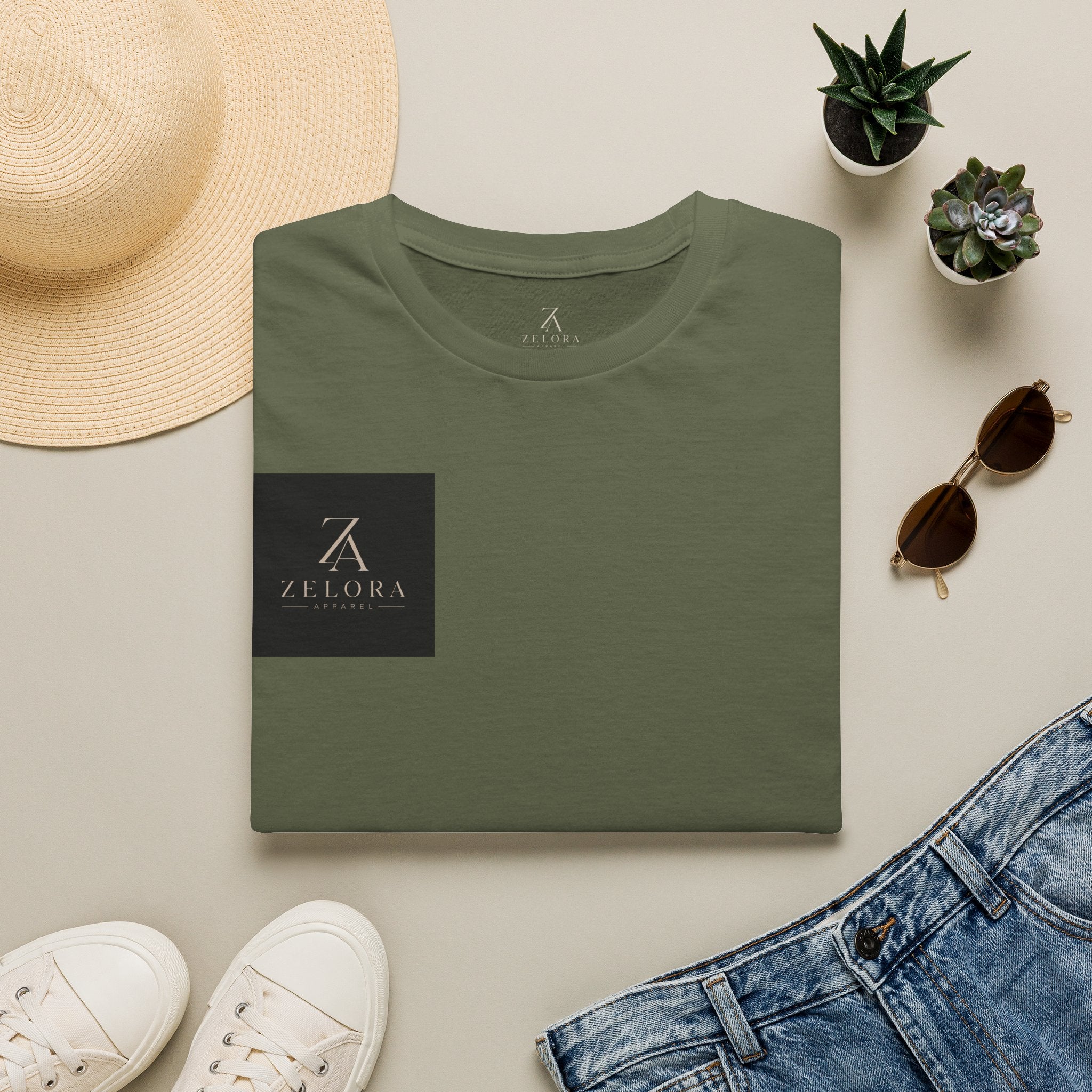 Minimal Logo T‑Shirt — Zenora Black Square Chest Print