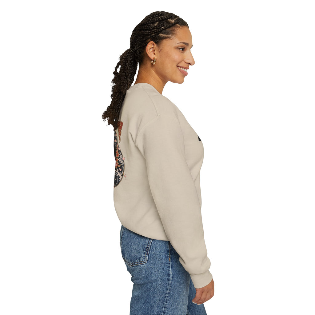 Hannya Mask Crewneck Sweatshirt — Japanese Demon Floral Back Print