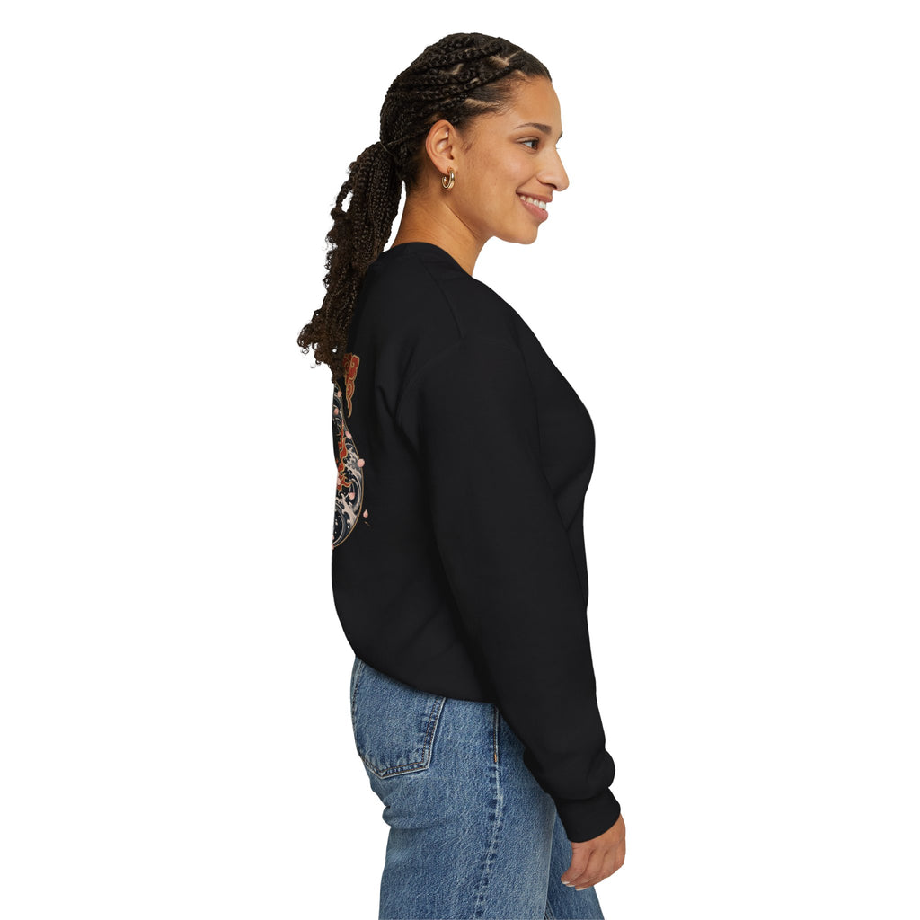 Hannya Mask Crewneck Sweatshirt — Japanese Demon Floral Back Print