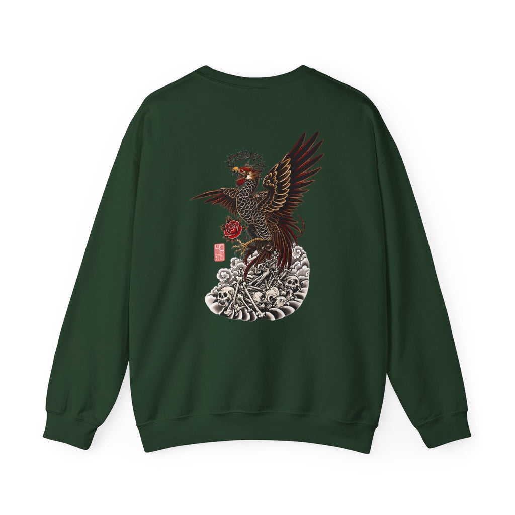 Japanese Eagle Graphic Sweatshirt — Rising Eagle Back Print Crewneck
