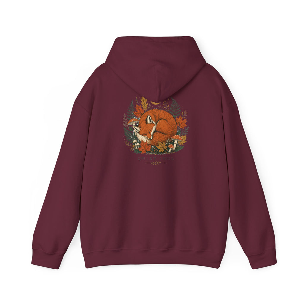 Fox Forest Hoodie — Cozy Sleeping Fox Autumn Leaves Sweatshirt