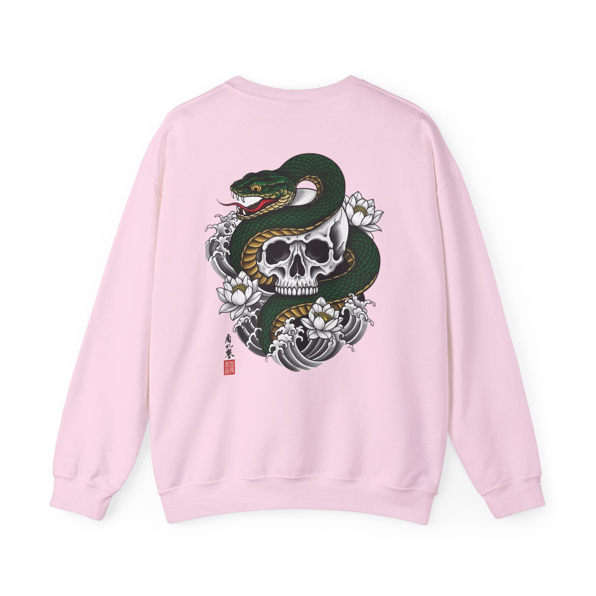 Skull & Snake Crewneck Sweatshirt — Japanese Tattoo Style
