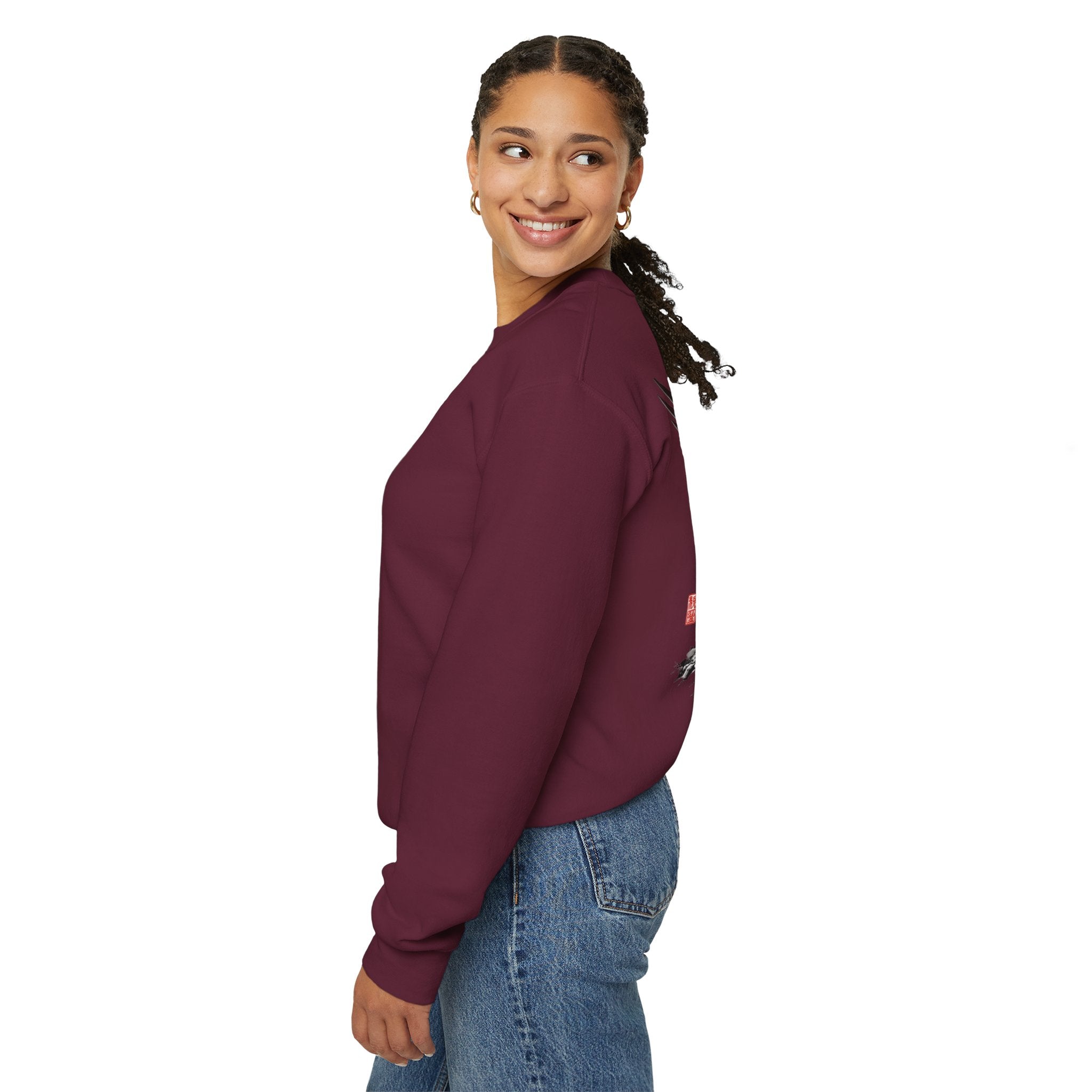 Phoenix Warrior Crewneck Sweatshirt – Flaming Phoenix Sword Back Graphic