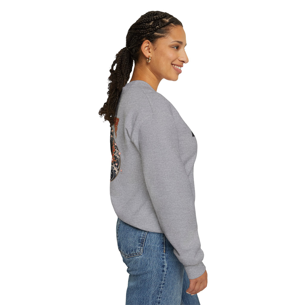 Hannya Mask Crewneck Sweatshirt — Japanese Demon Floral Back Print