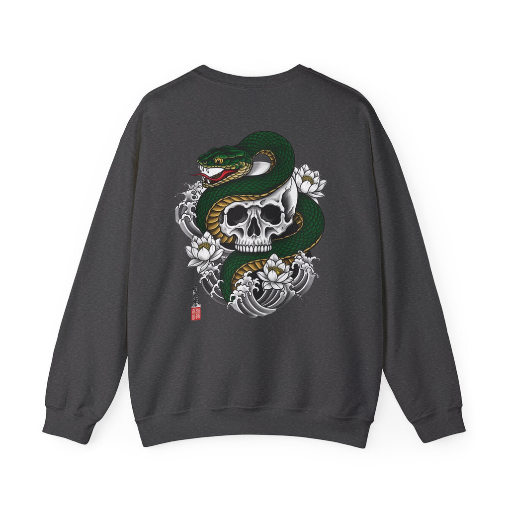Skull & Snake Crewneck Sweatshirt — Japanese Tattoo Style