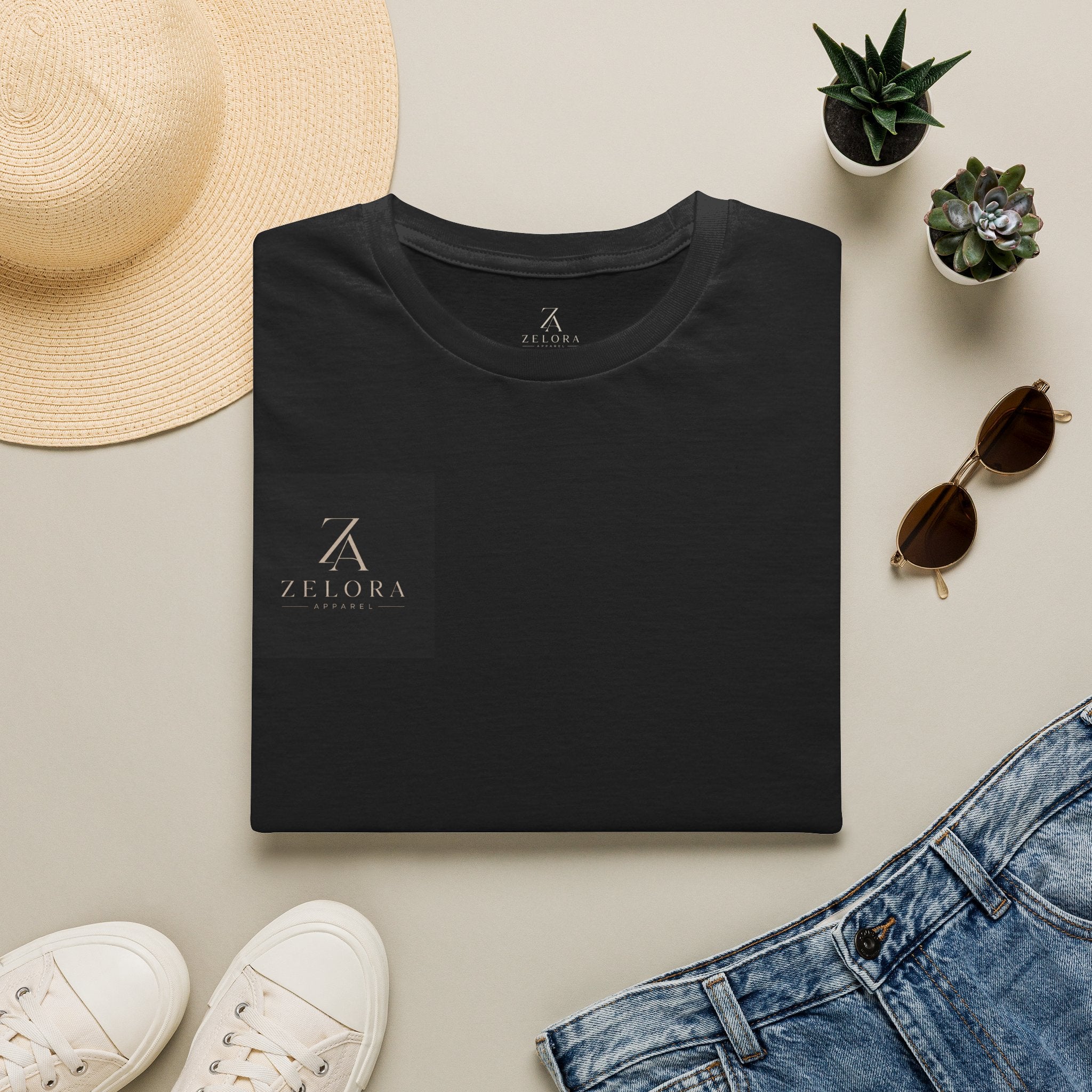 Minimal Logo T‑Shirt — Zenora Black Square Chest Print