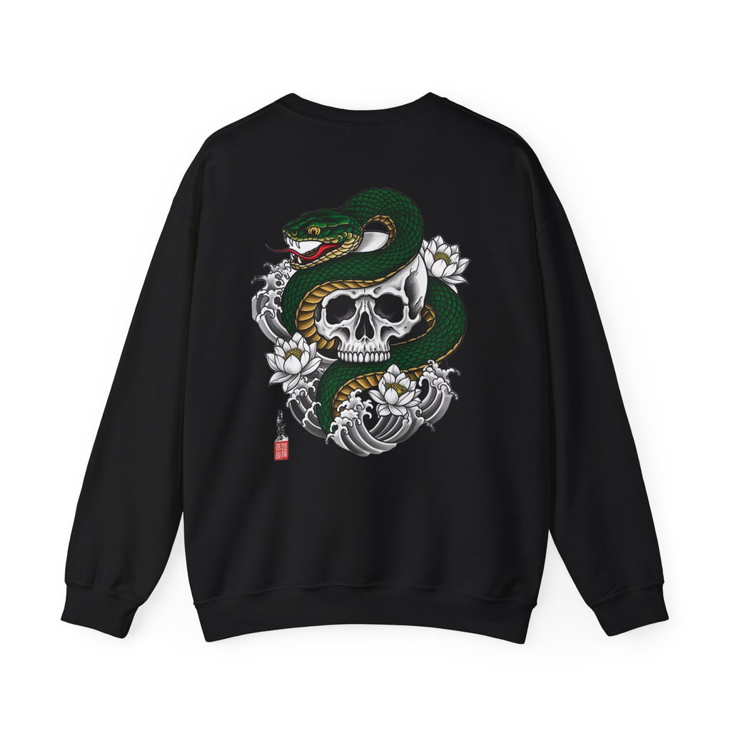 Skull & Snake Crewneck Sweatshirt — Japanese Tattoo Style