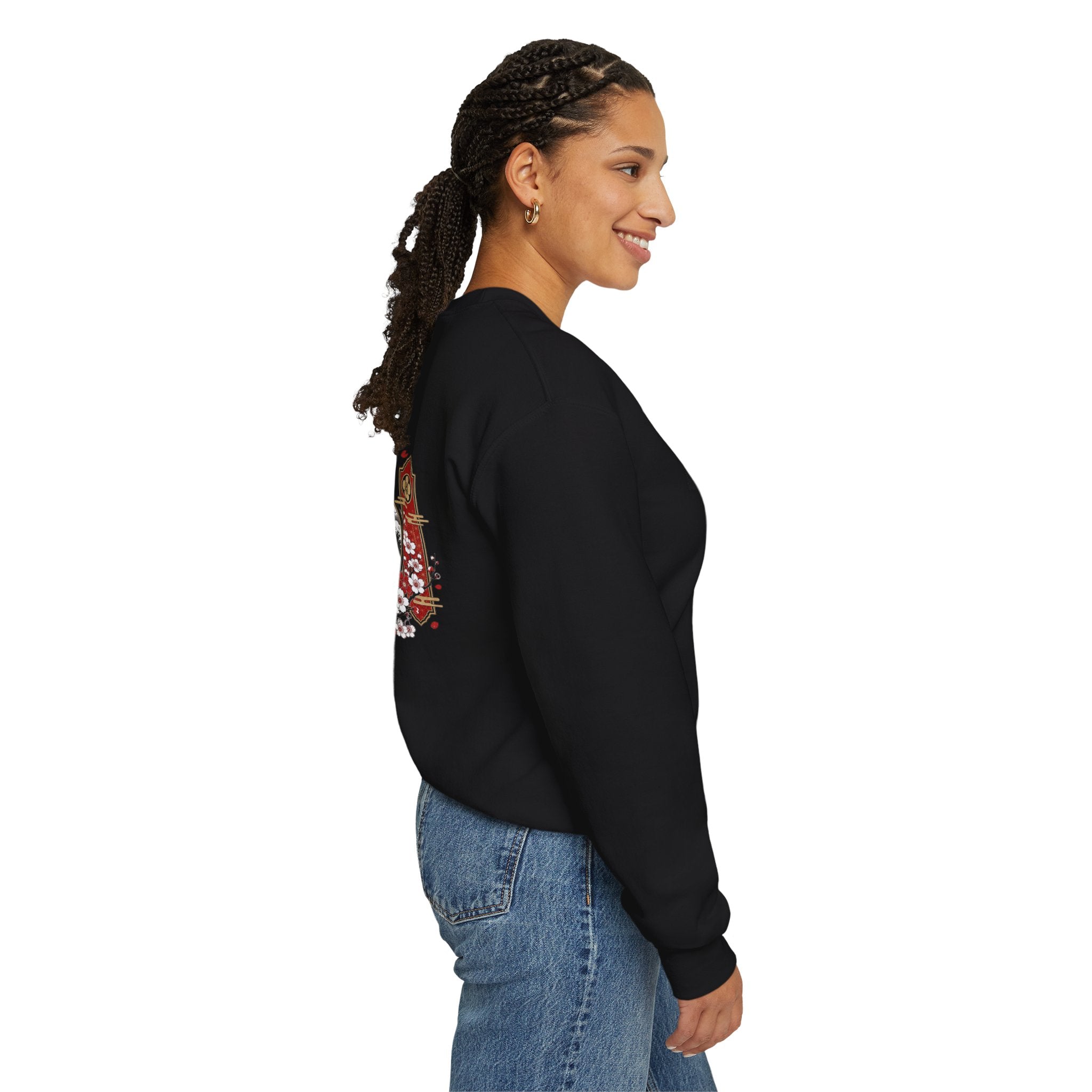 Crane Moon Crewneck Sweatshirt — Japanese-Inspired Crane & Moon Back Graphic