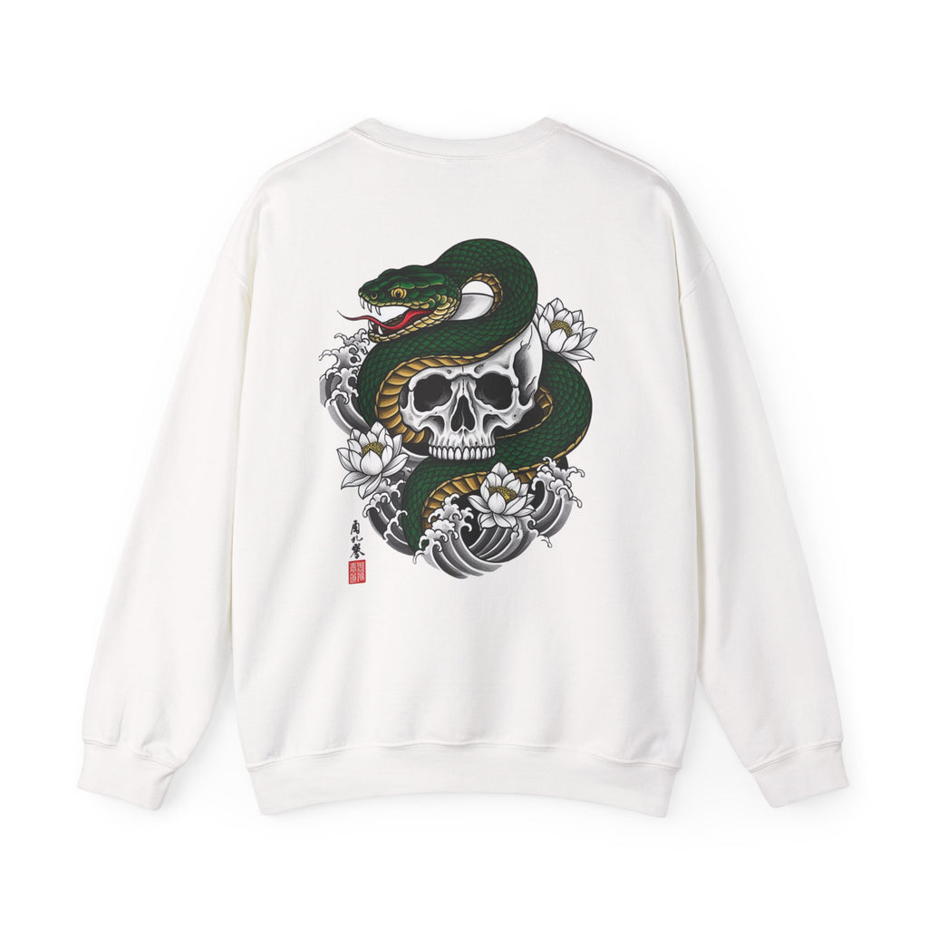 Skull & Snake Crewneck Sweatshirt — Japanese Tattoo Style