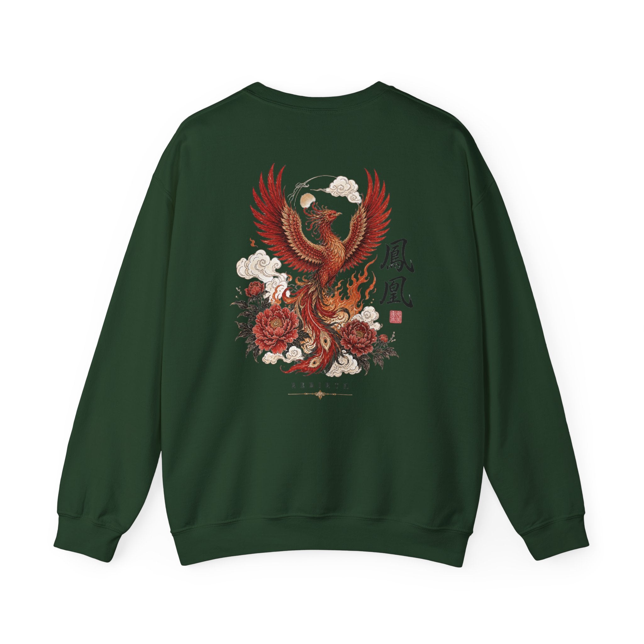 Phoenix Floral Crewneck Sweatshirt — Oriental Phoenix & Peony Graphic
