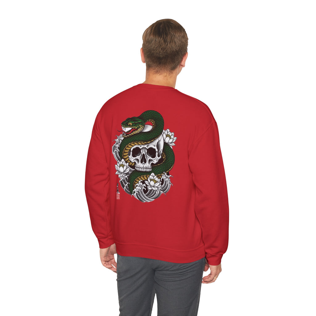 Skull & Snake Crewneck Sweatshirt — Japanese Tattoo Style