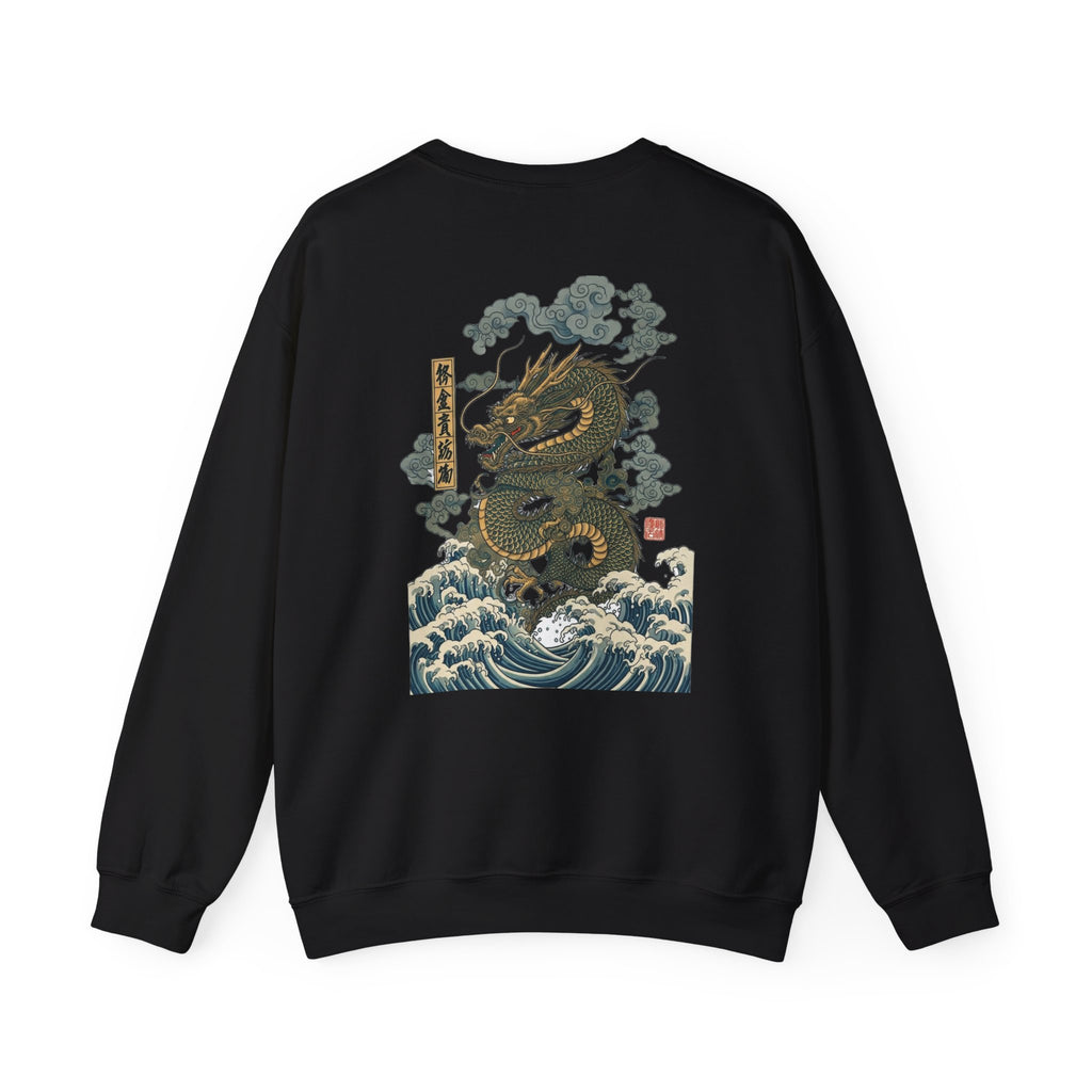 Dragon Wave Crewneck Sweatshirt — Japanese Storm Dragon Graphic