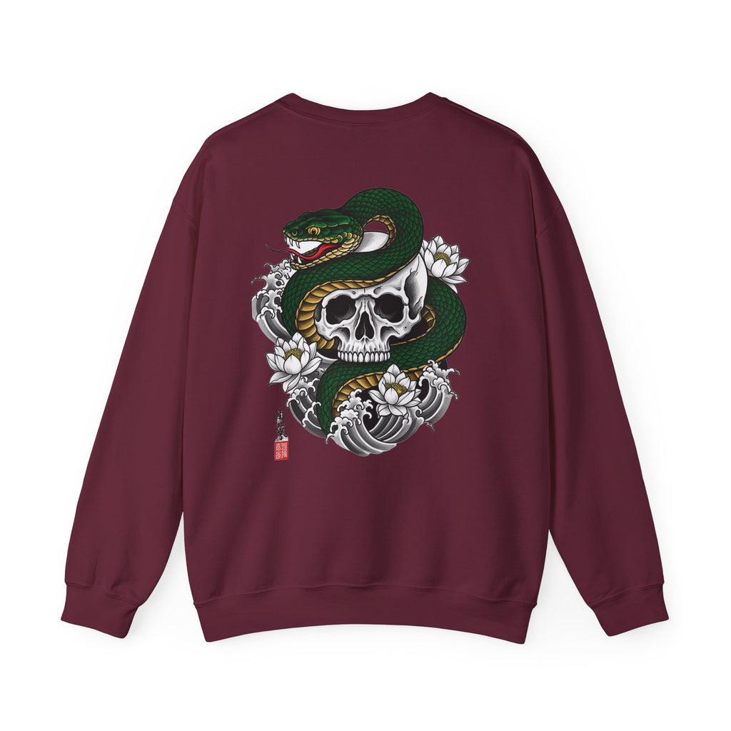 Skull & Snake Crewneck Sweatshirt — Japanese Tattoo Style