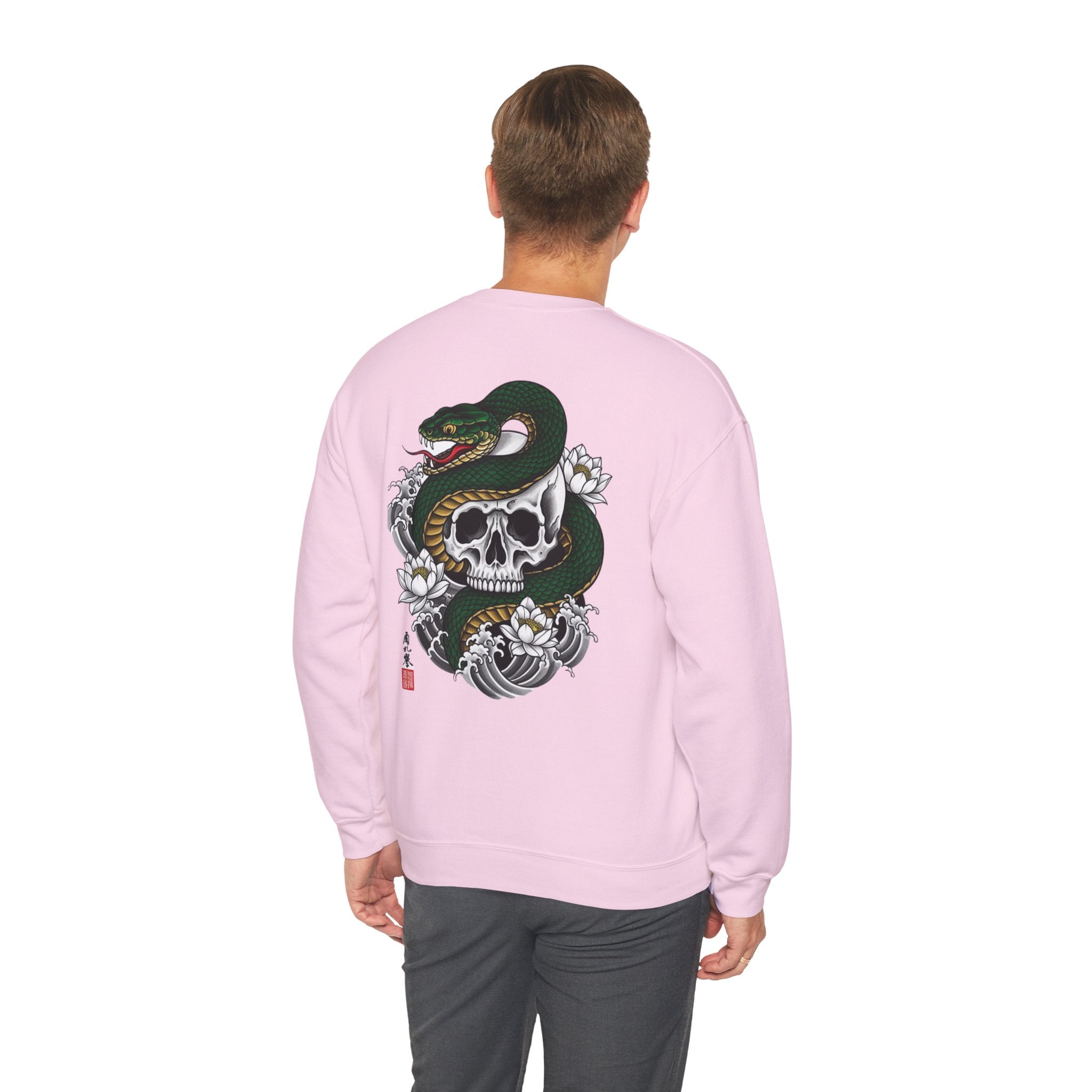 Skull & Snake Crewneck Sweatshirt — Japanese Tattoo Style