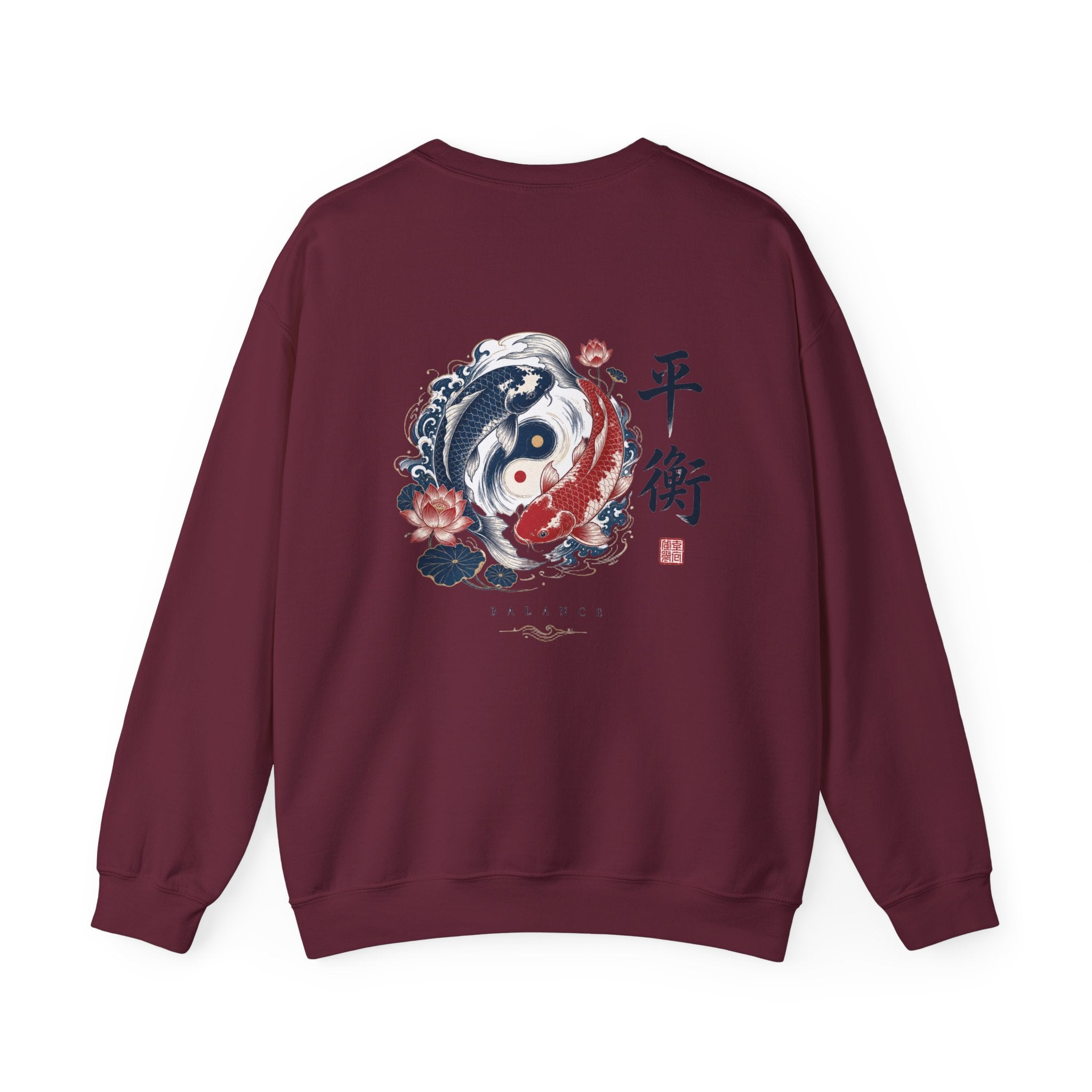 Yin Yang Koi Crewneck Sweatshirt — Balance (平衡) Japanese Koi Graphic