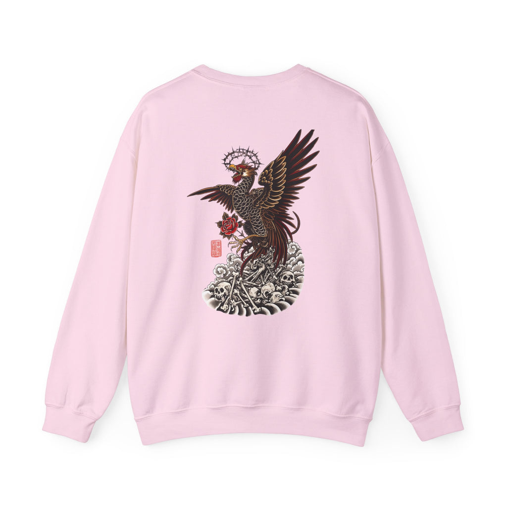 Japanese Eagle Graphic Sweatshirt — Rising Eagle Back Print Crewneck