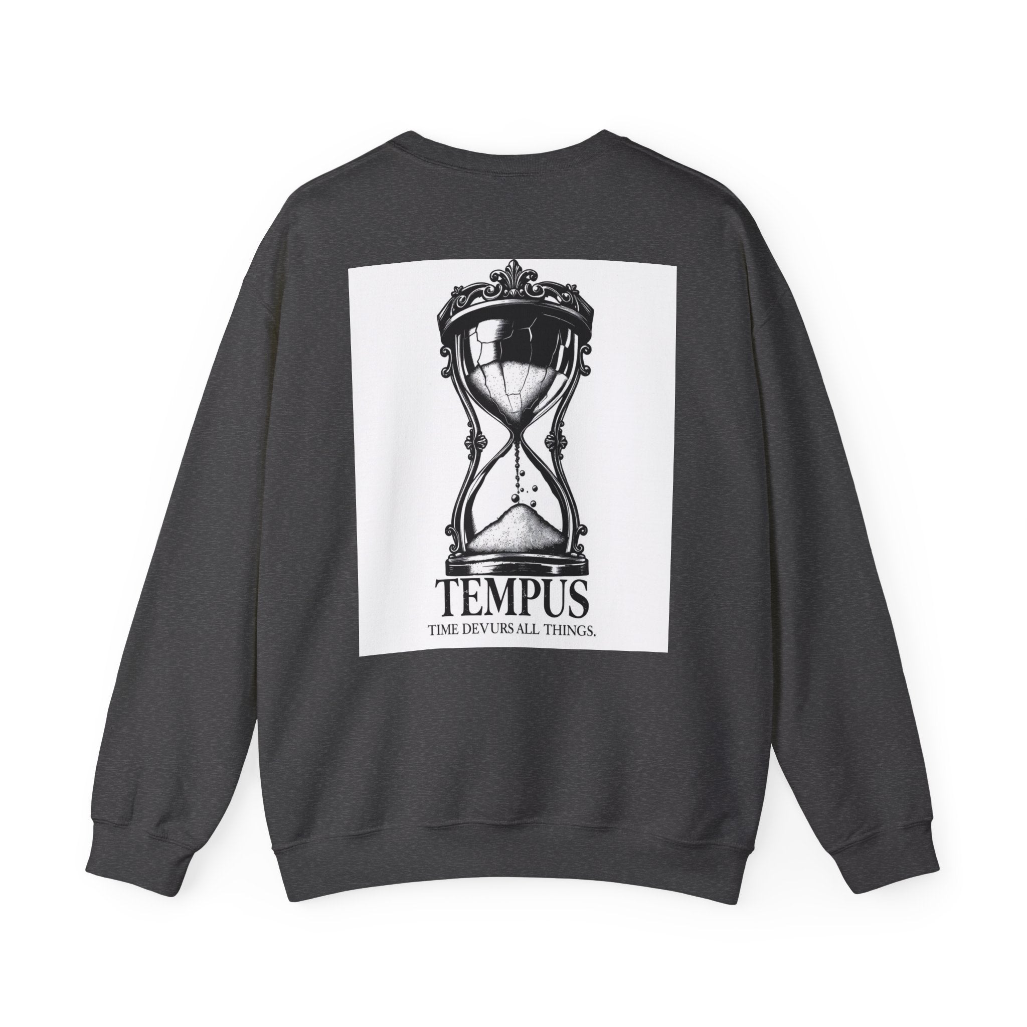 Tempus Hourglass Crewneck Sweatshirt — 'Time Devours All Things' Graphic