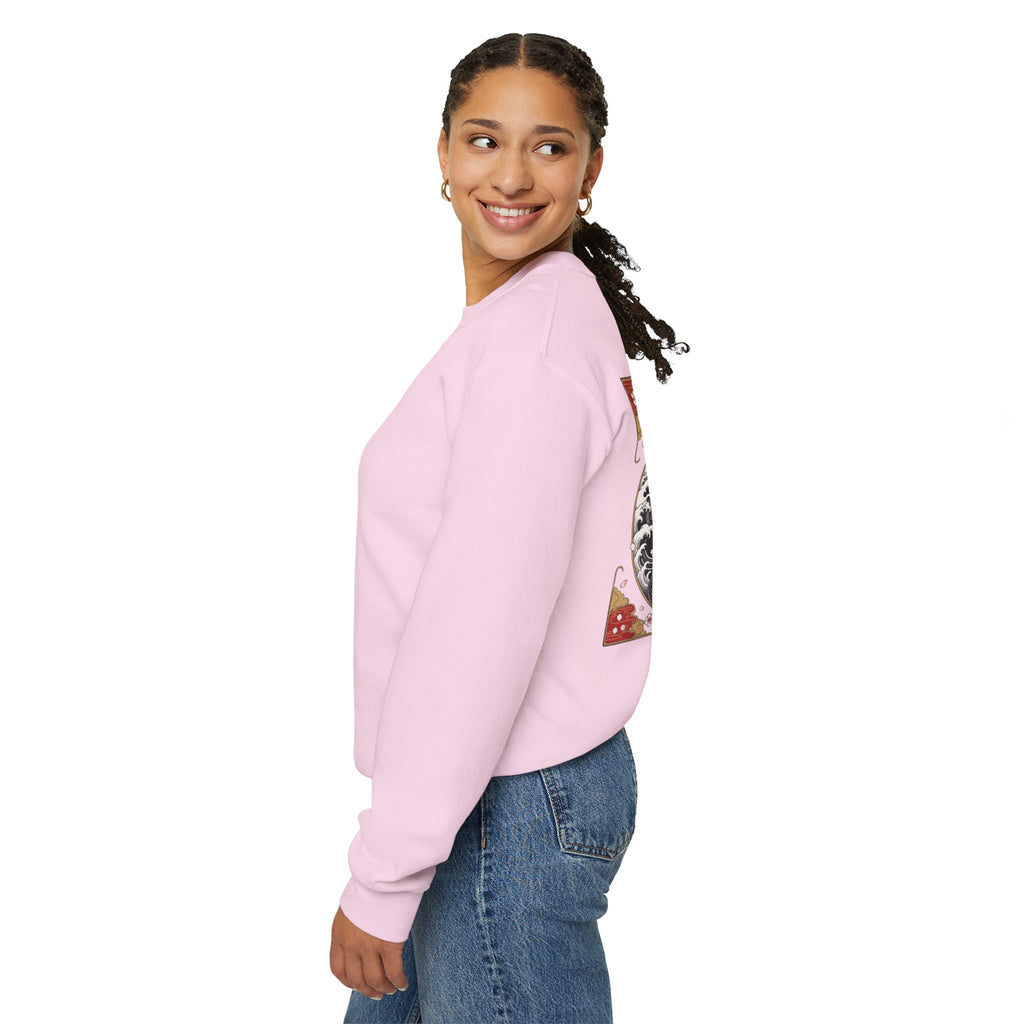 Dragon Circle Crewneck Sweatshirt — Asian-Inspired Snake & Floral Back Graphic