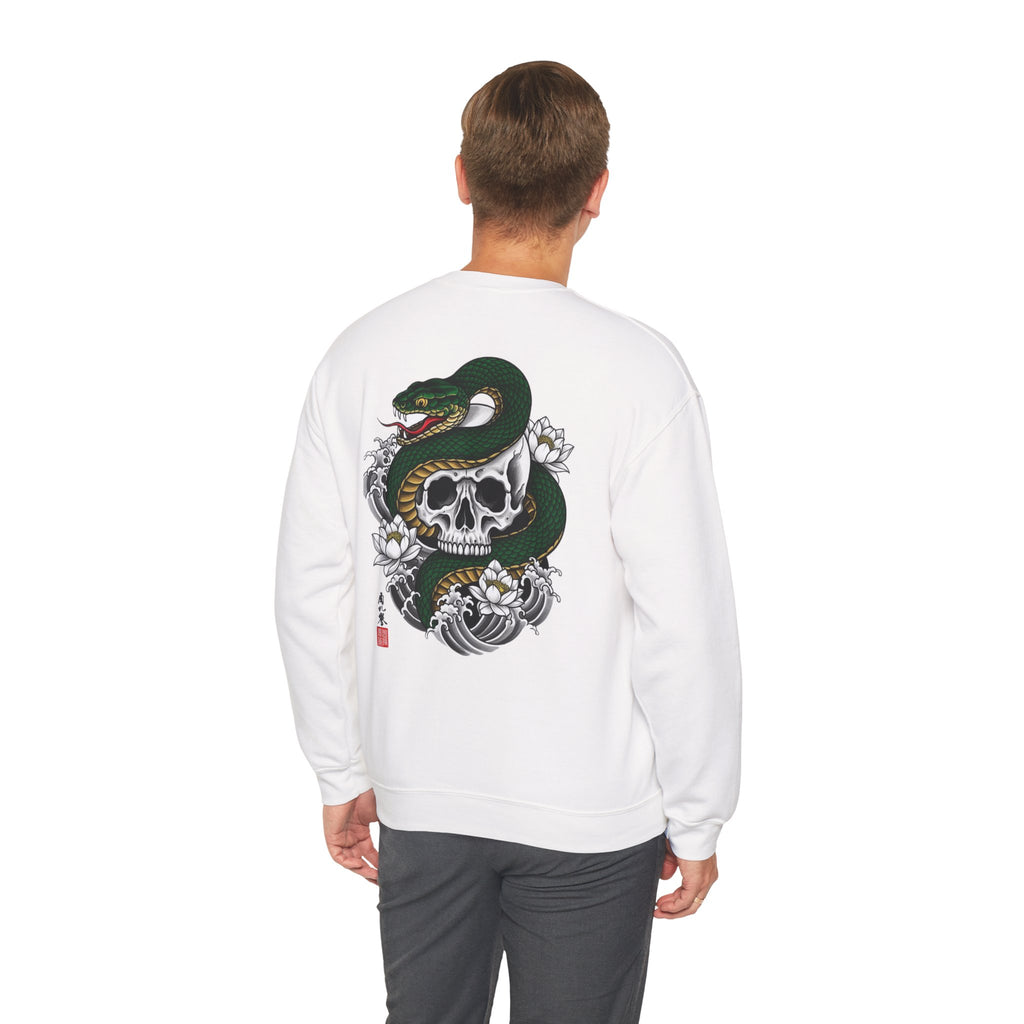 Skull & Snake Crewneck Sweatshirt — Japanese Tattoo Style