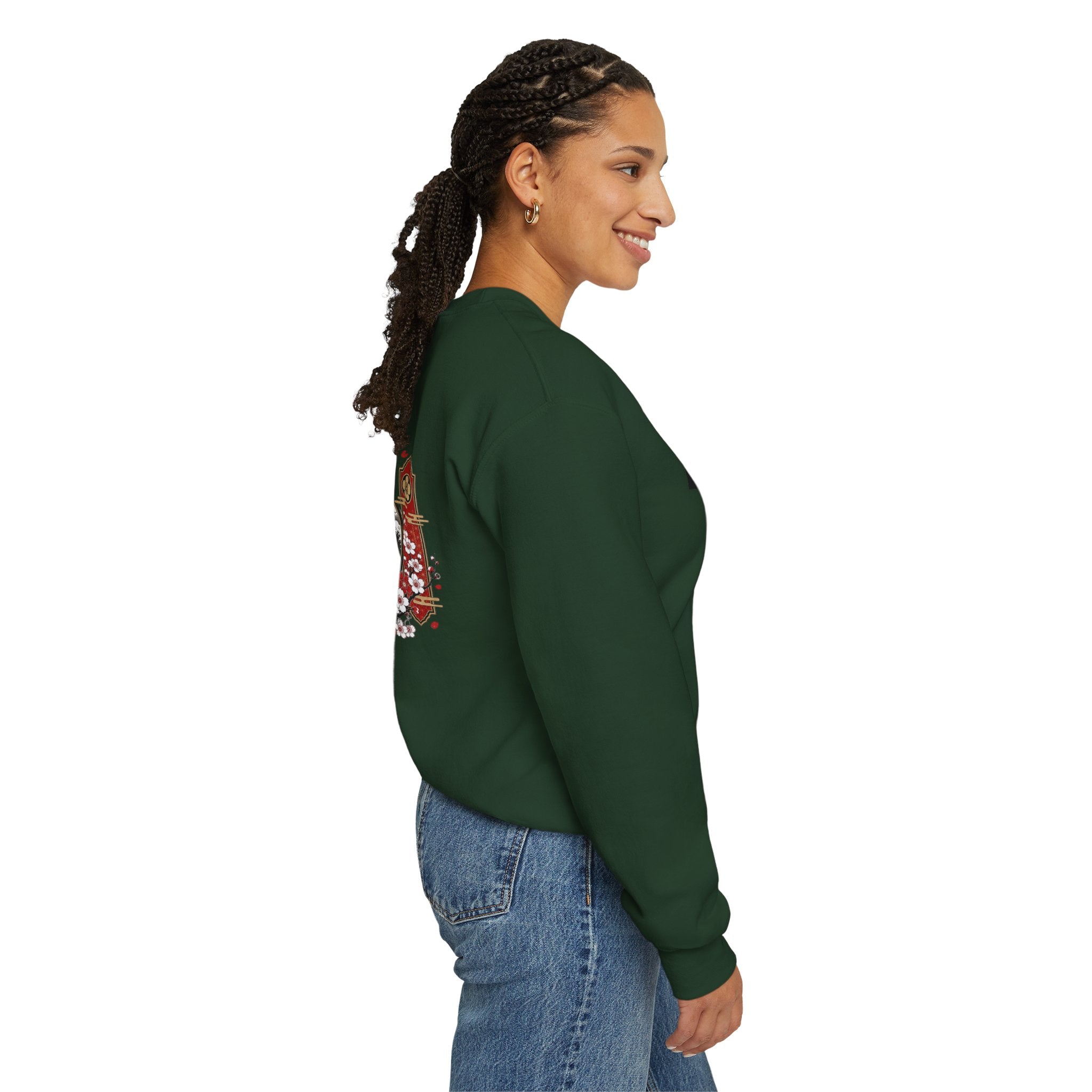 Crane Moon Crewneck Sweatshirt — Japanese-Inspired Crane & Moon Back Graphic