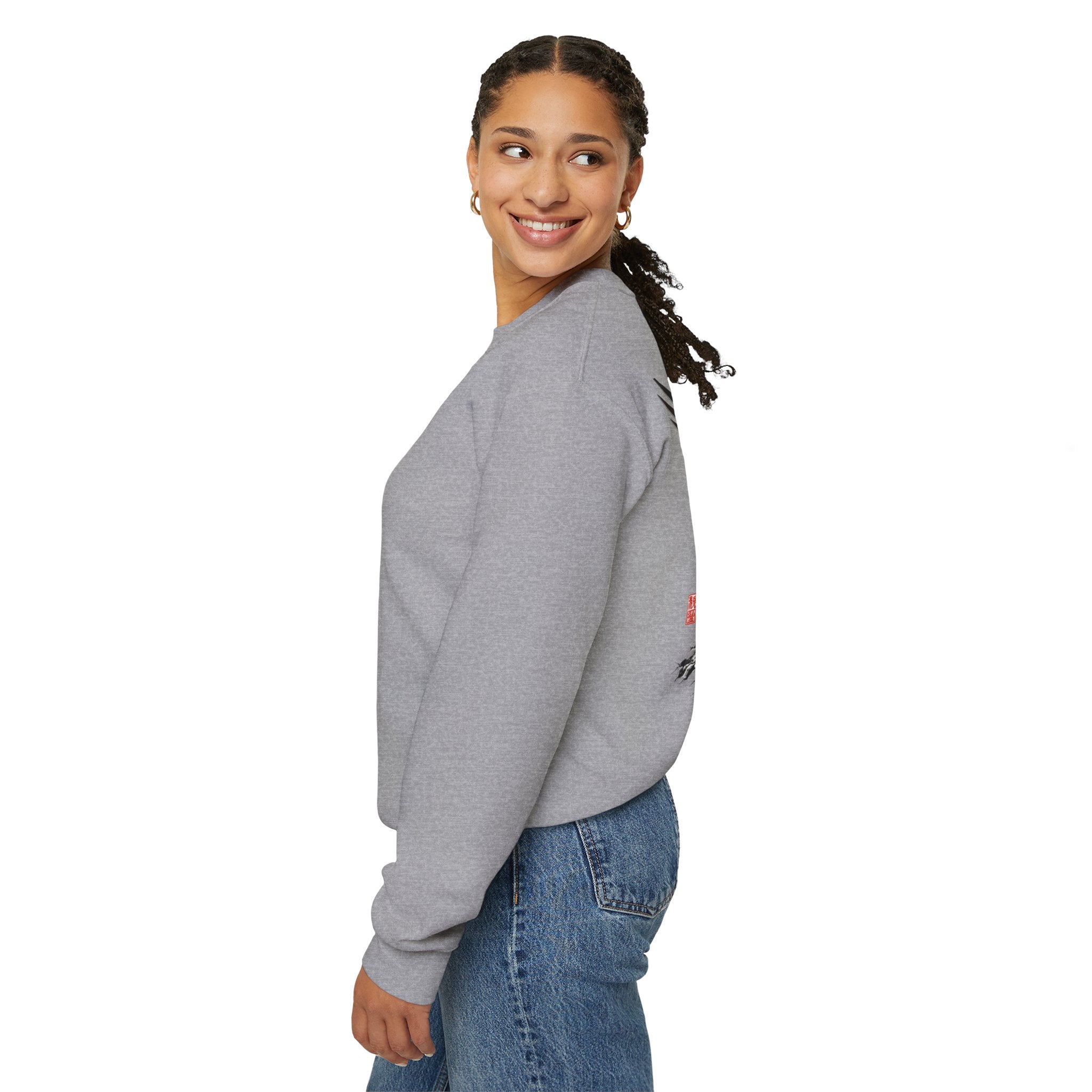 Phoenix Warrior Crewneck Sweatshirt – Flaming Phoenix Sword Back Graphic