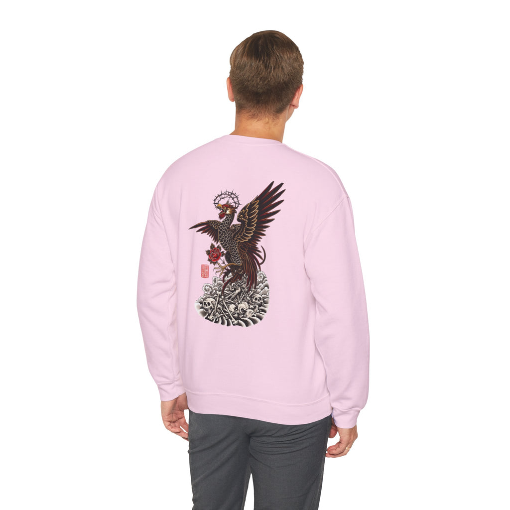 Japanese Eagle Graphic Sweatshirt — Rising Eagle Back Print Crewneck
