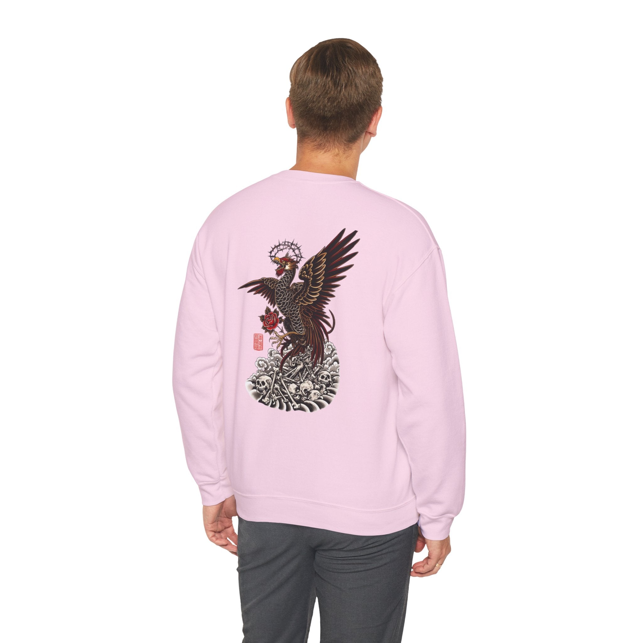 Japanese Eagle Graphic Sweatshirt — Rising Eagle Back Print Crewneck