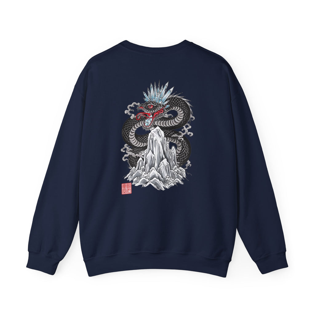 Dragon Mountain Crewneck Sweatshirt — Asian Ink Serpent Back Print