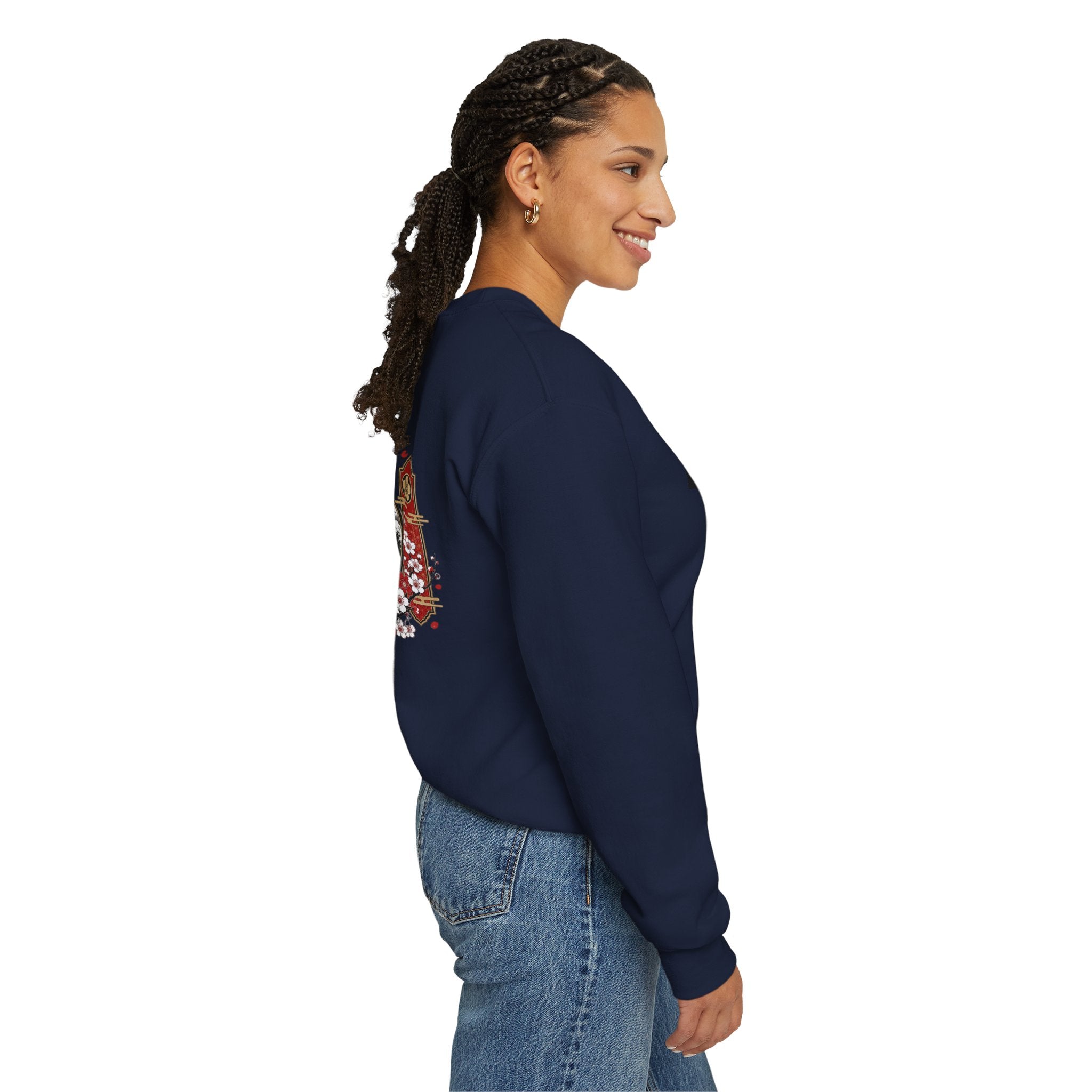Crane Moon Crewneck Sweatshirt — Japanese-Inspired Crane & Moon Back Graphic