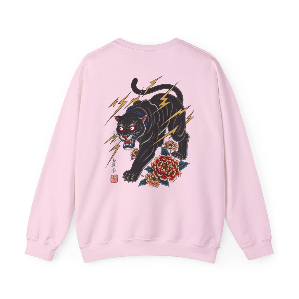 Panther Lightning Crewneck Sweatshirt — Japanese Tiger-Style Black Panther Graphic