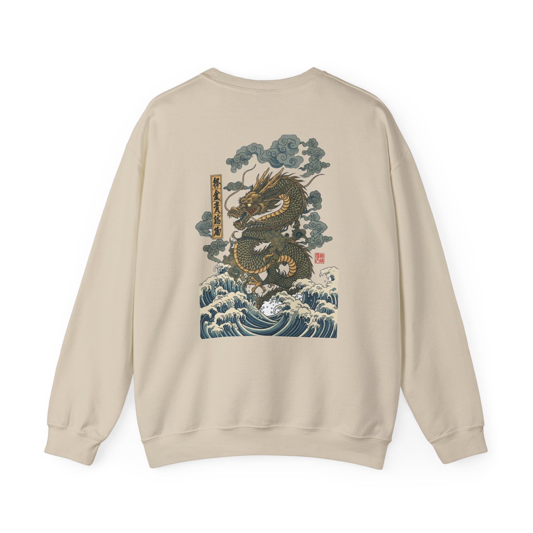 Dragon Wave Crewneck Sweatshirt — Japanese Storm Dragon Graphic
