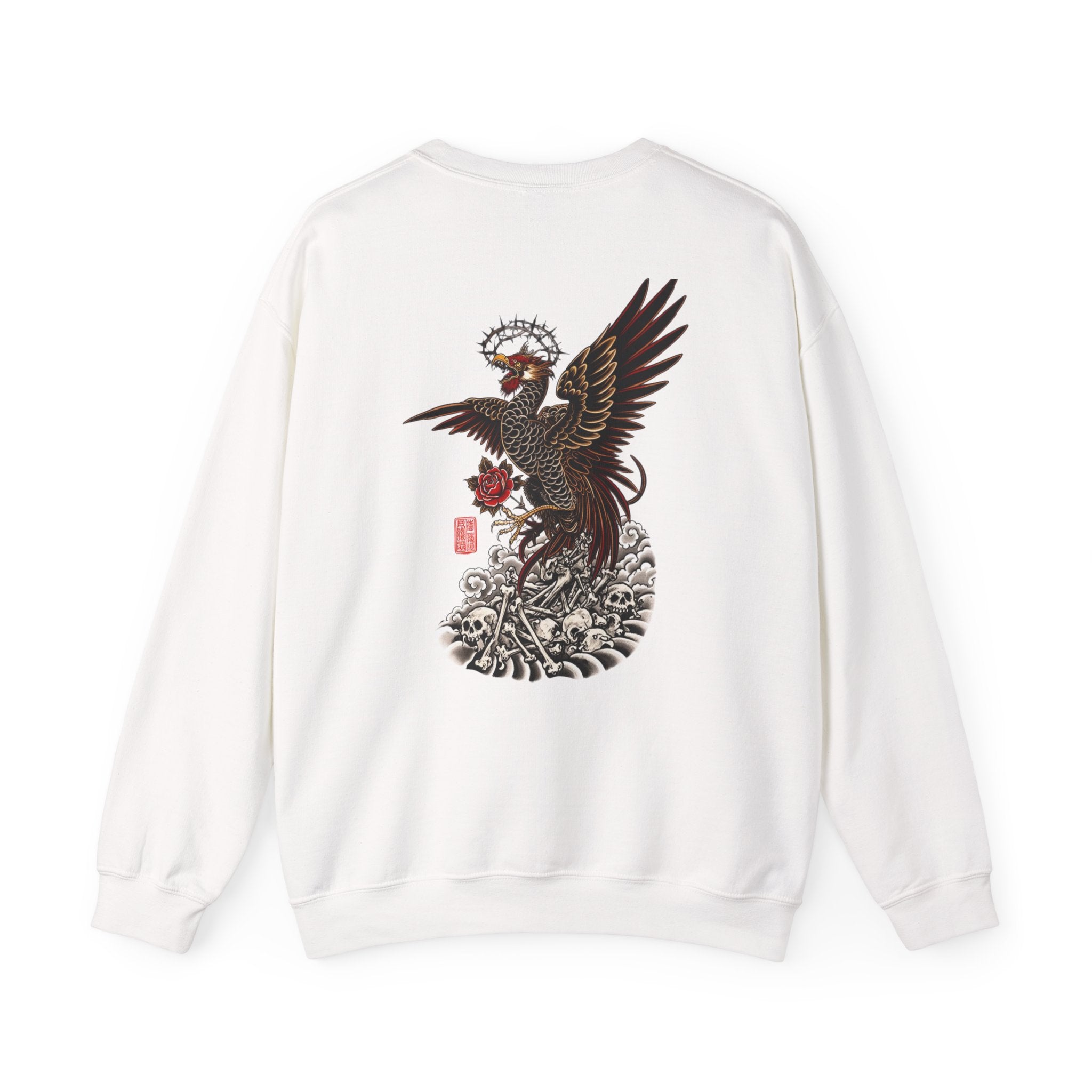 Japanese Eagle Graphic Sweatshirt — Rising Eagle Back Print Crewneck