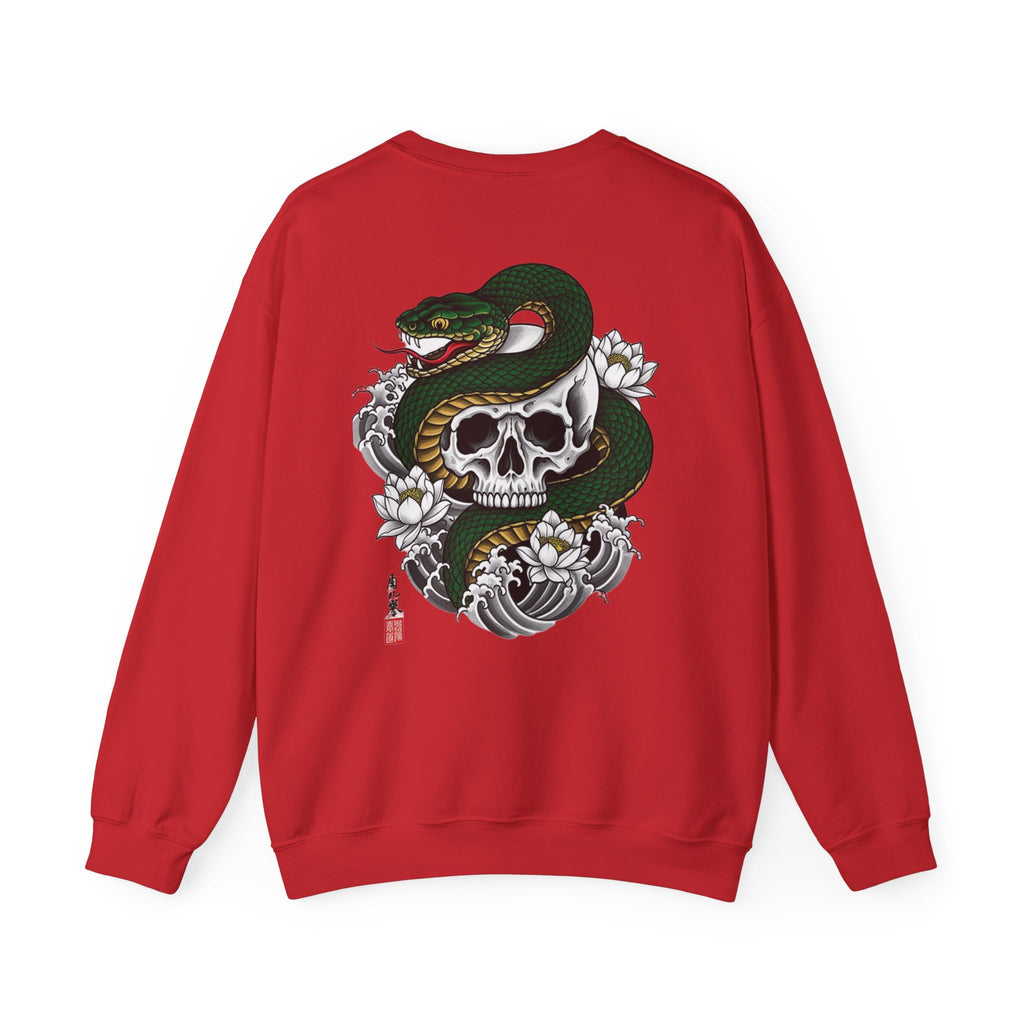 Skull & Snake Crewneck Sweatshirt — Japanese Tattoo Style