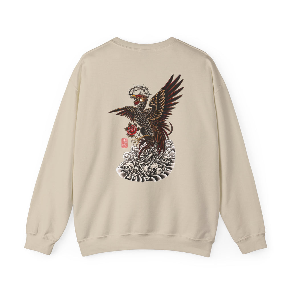 Japanese Eagle Graphic Sweatshirt — Rising Eagle Back Print Crewneck