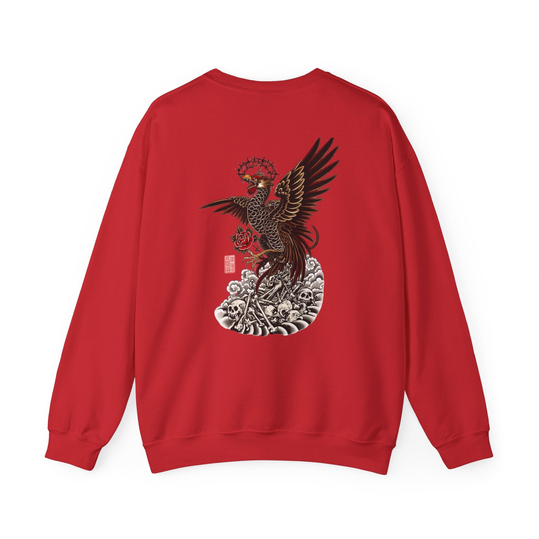 Japanese Eagle Graphic Sweatshirt — Rising Eagle Back Print Crewneck