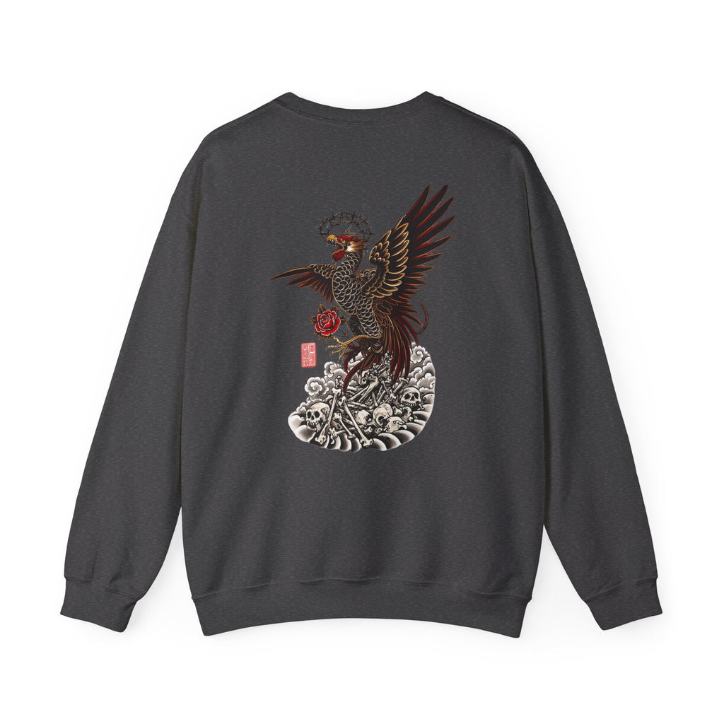 Japanese Eagle Graphic Sweatshirt — Rising Eagle Back Print Crewneck