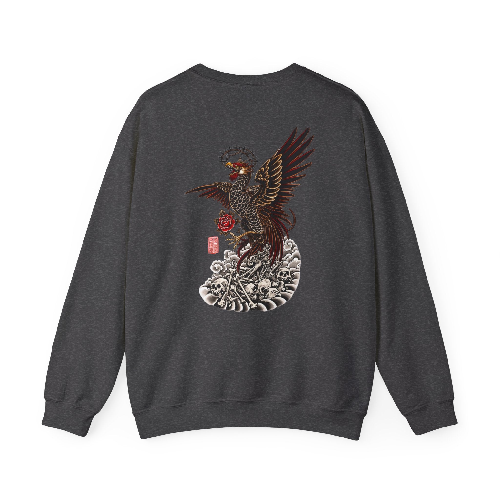 Japanese Eagle Graphic Sweatshirt — Rising Eagle Back Print Crewneck