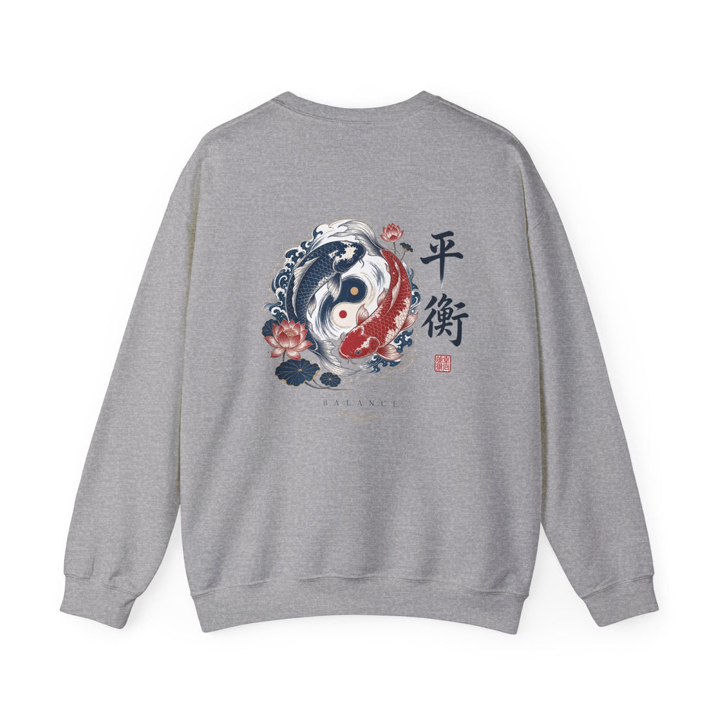 Yin Yang Koi Crewneck Sweatshirt — Balance (平衡) Japanese Koi Graphic