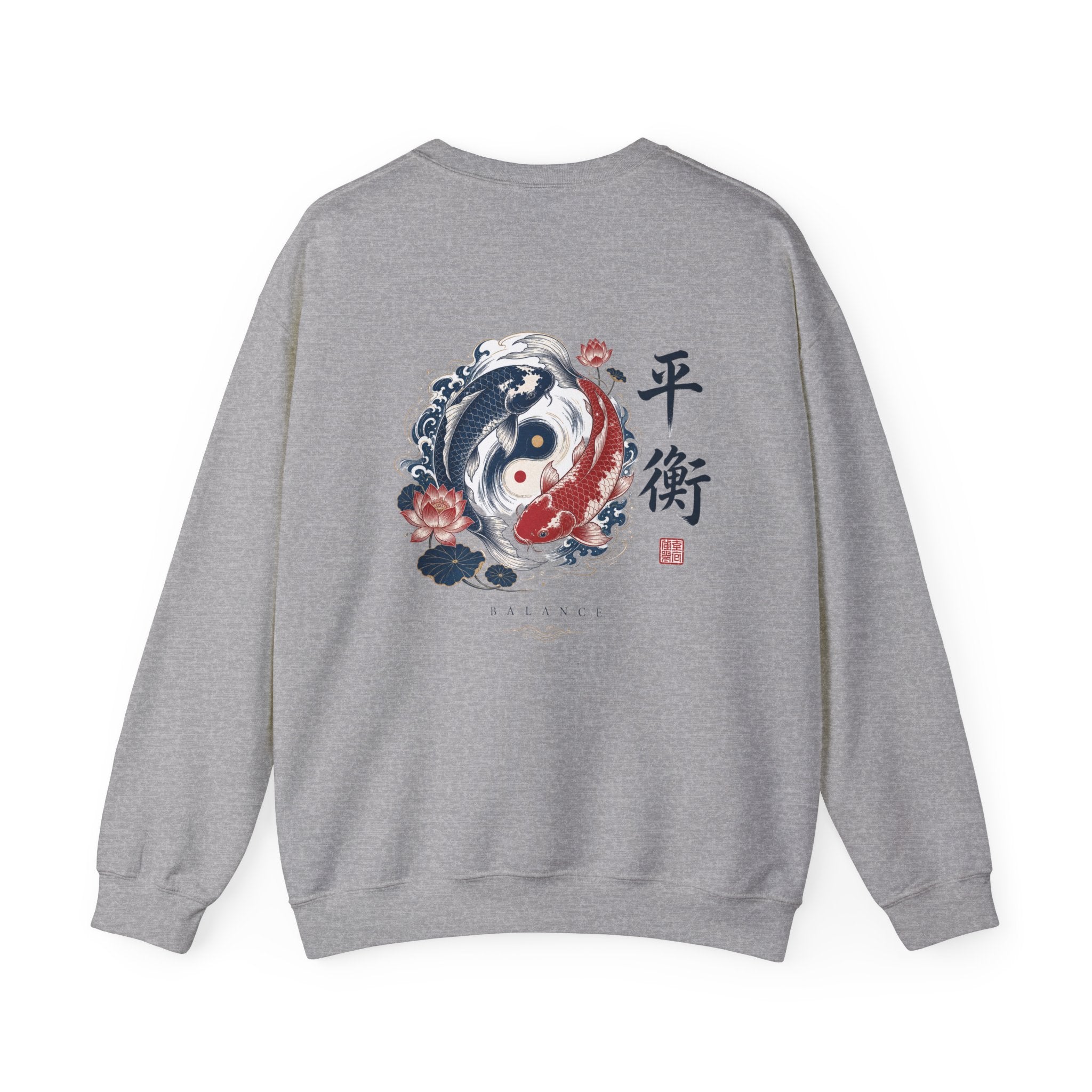 Yin Yang Koi Crewneck Sweatshirt — Balance (平衡) Japanese Koi Graphic