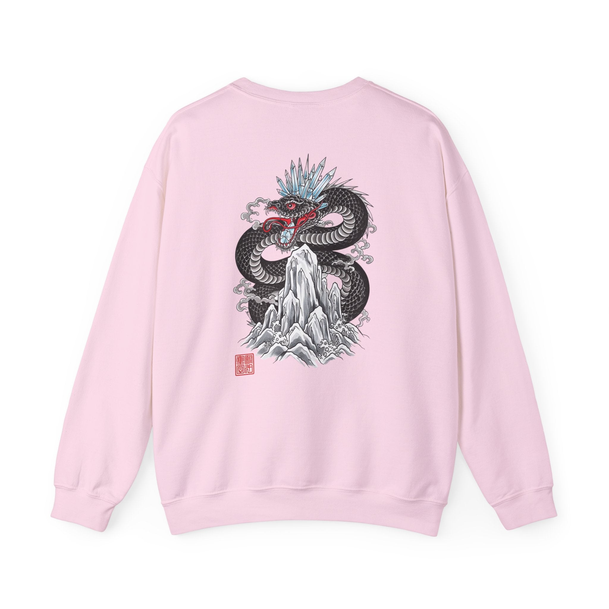 Dragon Mountain Crewneck Sweatshirt — Asian Ink Serpent Back Print
