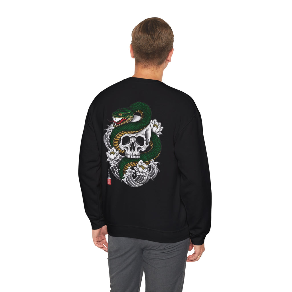 Skull & Snake Crewneck Sweatshirt — Japanese Tattoo Style