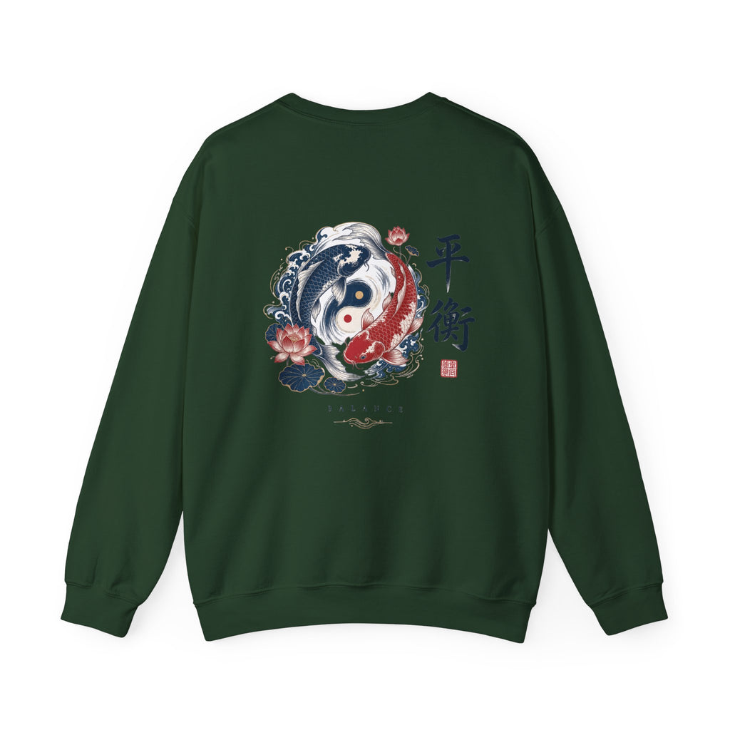 Yin Yang Koi Crewneck Sweatshirt — Balance (平衡) Japanese Koi Graphic