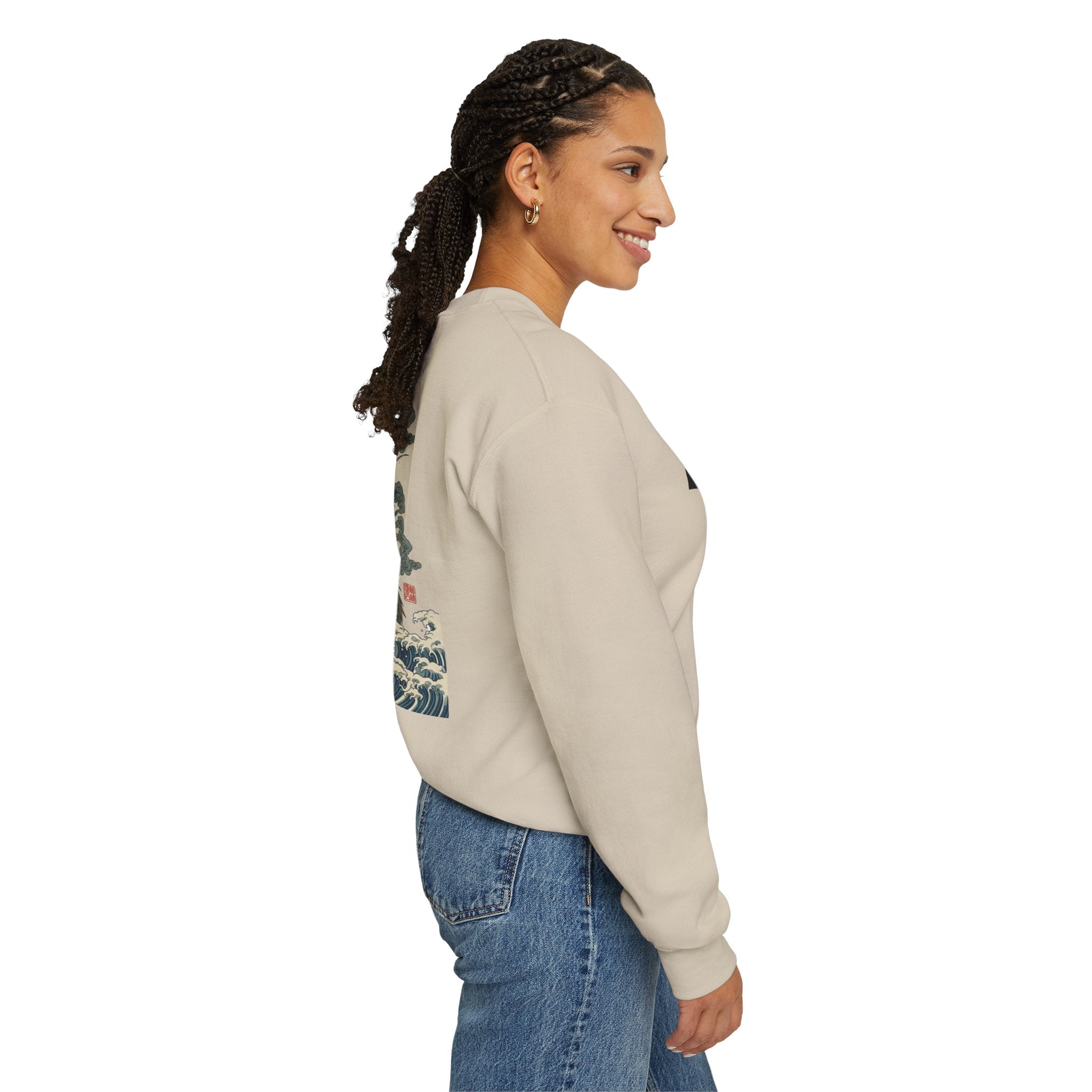 Dragon Wave Crewneck Sweatshirt — Japanese Storm Dragon Graphic