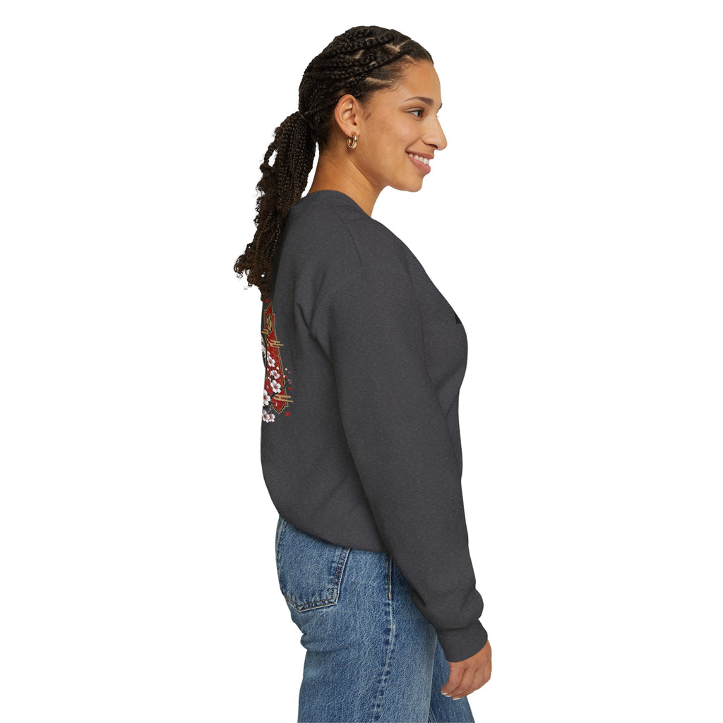 Crane Moon Crewneck Sweatshirt — Japanese-Inspired Crane & Moon Back Graphic